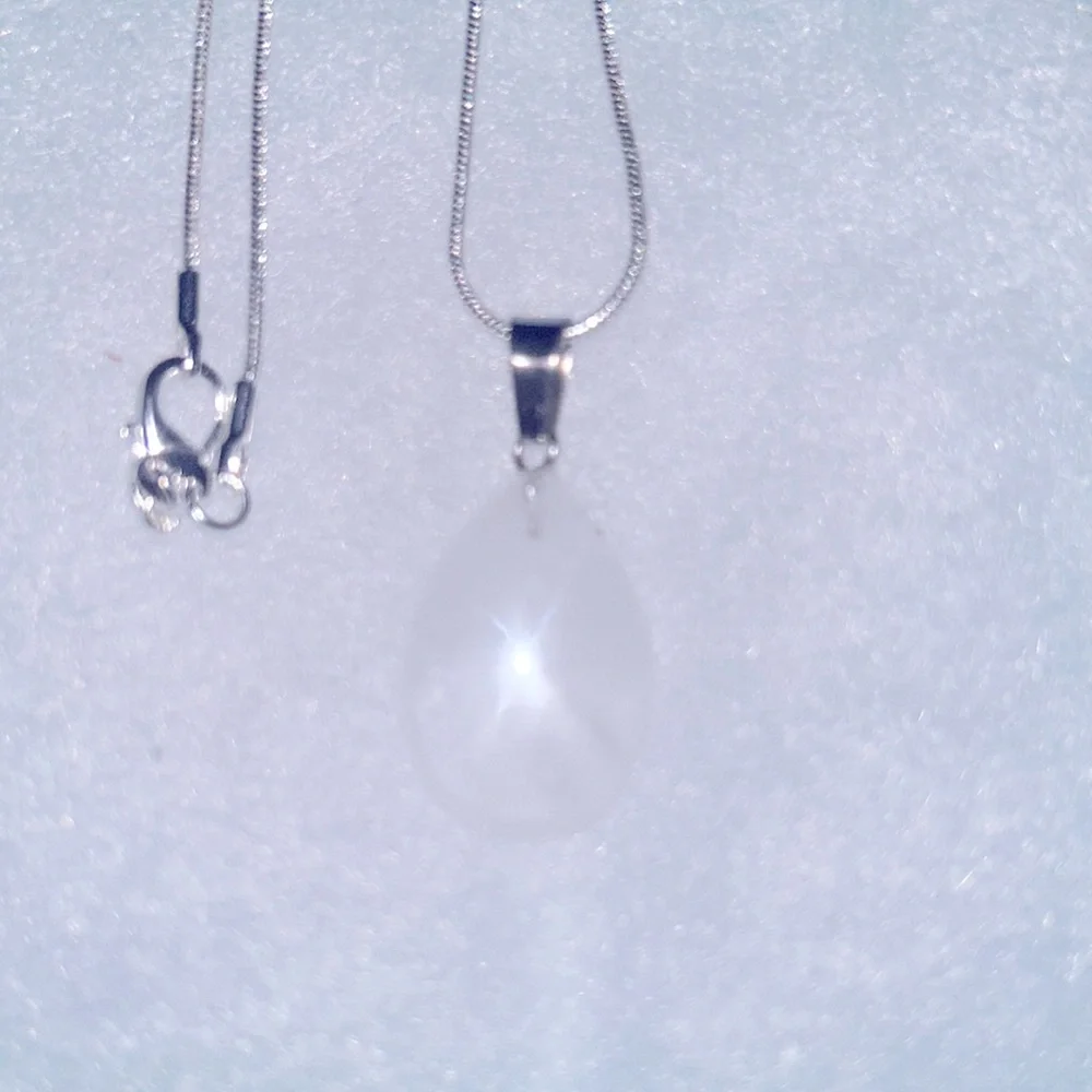 Boho hippie Quartz Crystal Sterling Silver 16” Necklace